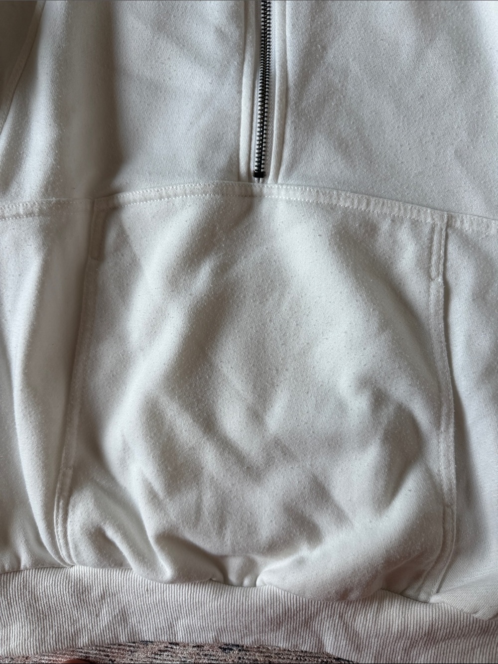 Women's Cream Half-Zip Pullover Hoodie - Picture 4 of 4